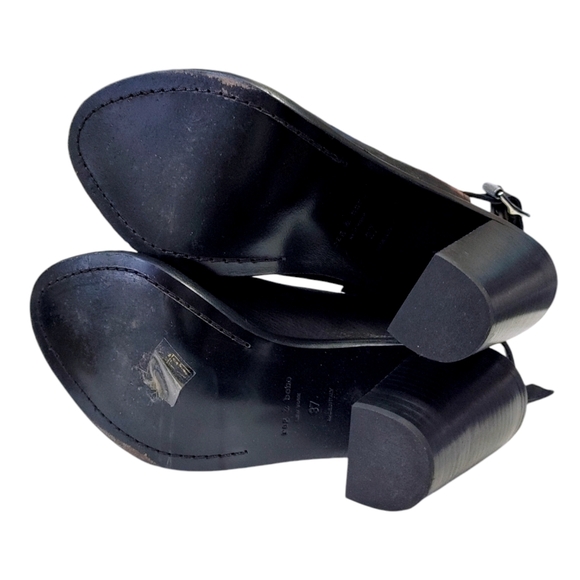 Rag & Bone Wyatt Black Leather Slingback Open Toe Bootie Heel Women Size 37 6.5 - Picture 8 of 10